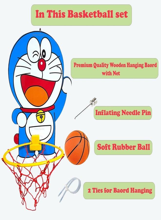 Fancy Agents Basket Ball for Kids for Boys/Girls| Doremon Animal Basketball Set|Basketball Portable Set with Hanging Board, Ring Net for Indoor and Outdoor Games| Birthday & Return Gift Set Standard - Image 3